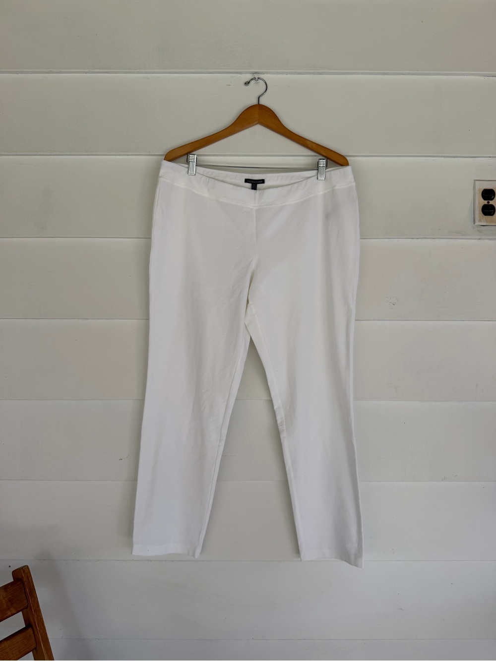 Eileen Fisher White Slim Ankle Pant